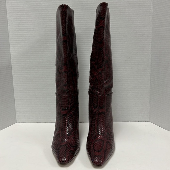 Sam Edelman ‘SAMIRA’ Snakeskin Print Leather Mid Calf Kitten Heeled Boots Size 5 - Picture 2 of 9